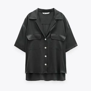 Zara Satin Effect Pocket Blouse